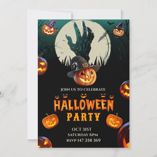Invitation d'anniversaire Halloween  (Devant)