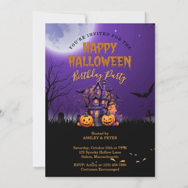 Invitation d'anniversaire Halloween (Devant)