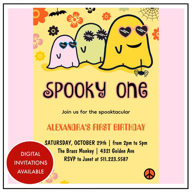 Invitation d'anniversaire Halloween 1 an fantôme e (Halloween-1st-birthday-invitation-ghost-spooky-one-1)