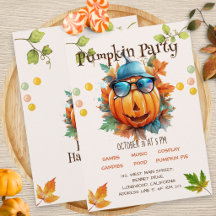 Invitation d'anniversaire Halloween Automne Citrou
