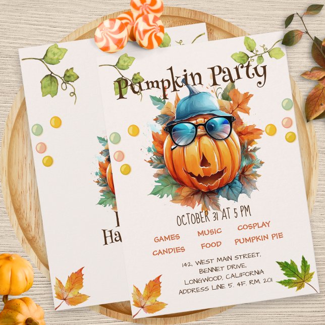 Invitation d'anniversaire Halloween Automne Citrou (Créateur téléchargé)