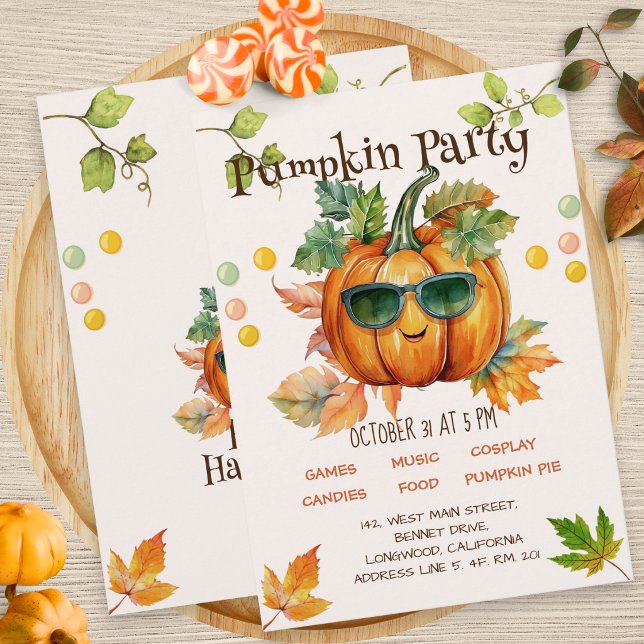 Invitation d'anniversaire Halloween Automne Citrou (Créateur téléchargé)