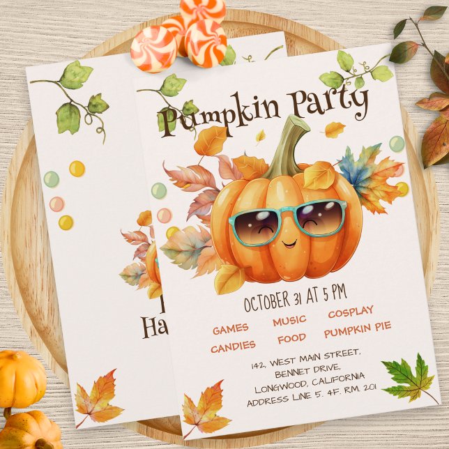 Invitation d'anniversaire Halloween Citrouille d'A (Créateur téléchargé)
