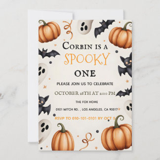 Invitation d'anniversaire Halloween Fantôme & Chau