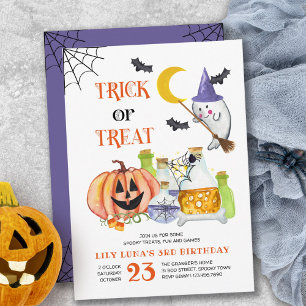 Invitation d'anniversaire Halloween Fantôme et Pot