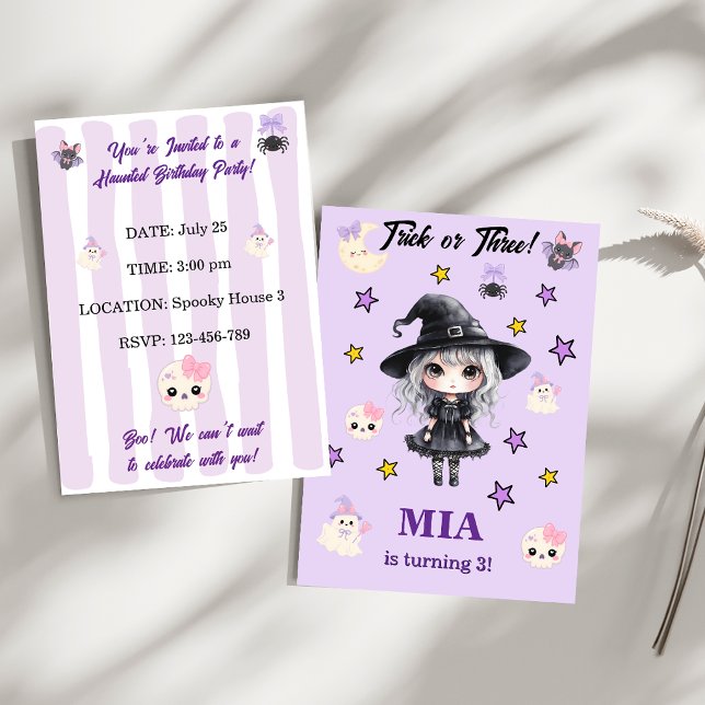 Invitation d'anniversaire Halloween Fille Trick or (Créateur téléchargé)