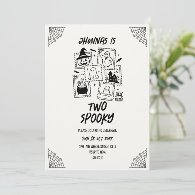 Invitation d'anniversaire Halloween mignonne et ef (Debout devant)