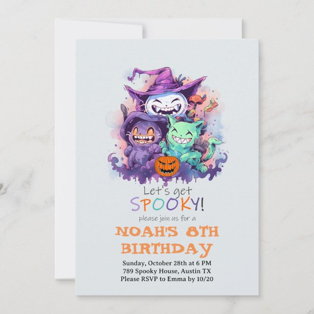 Invitation d'anniversaire Halloween pour enfants C (Devant)