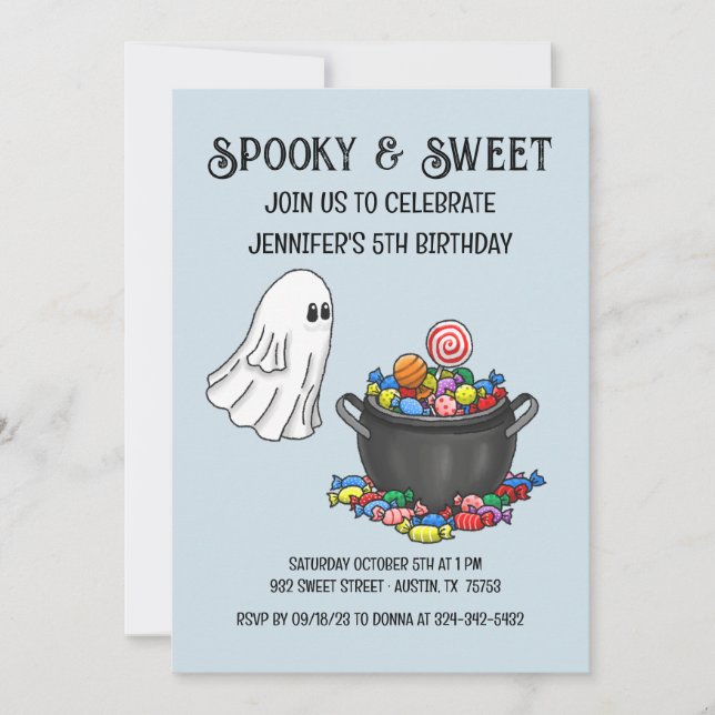 Invitation d'anniversaire Halloween Spooky & Sweet (Devant)