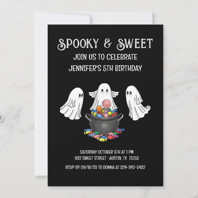 Invitation d'anniversaire Halloween Spooky & Sweet (Devant)