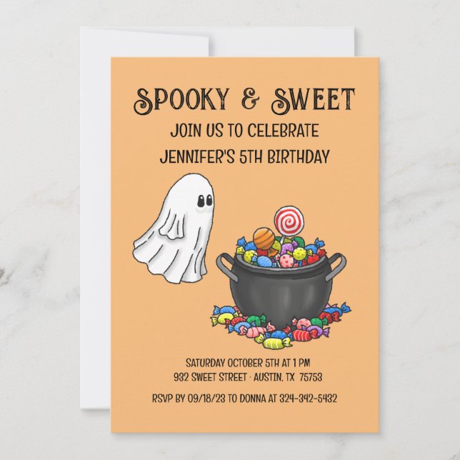 Invitation d'anniversaire Halloween Spooky & Sweet (Devant)