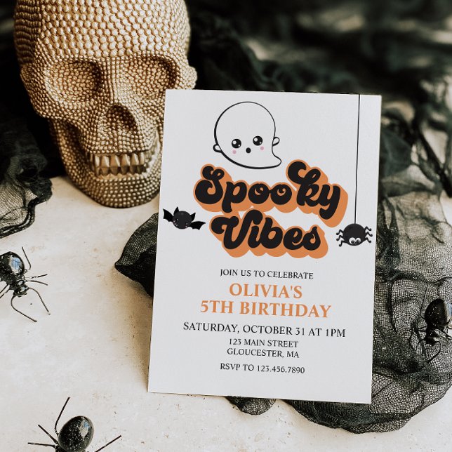 Invitation d'anniversaire Halloween Spooky Vibes (Créateur téléchargé)