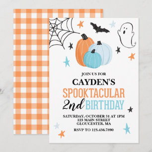 Invitation d'anniversaire Halloween turquoise oran