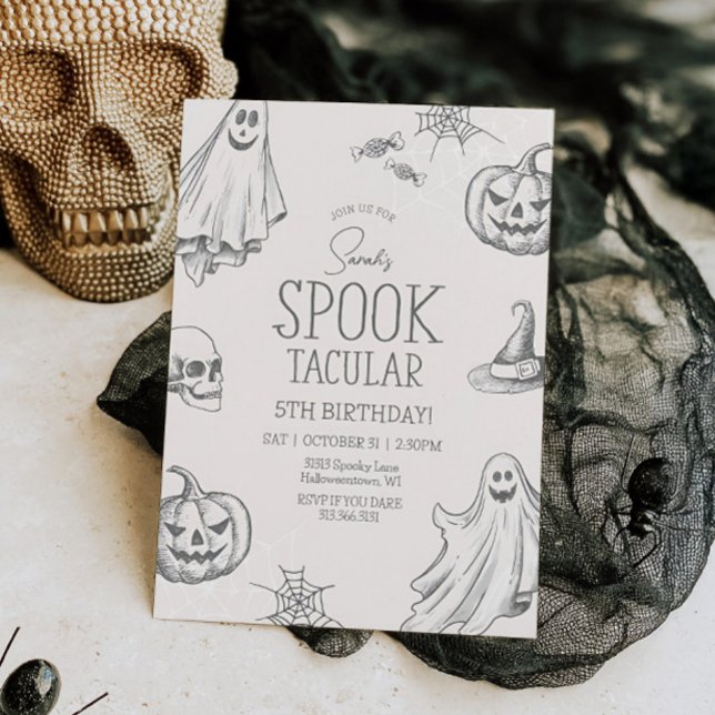 Invitation d'anniversaire Halloween vintage pour t (Vintage Halloween Birthday Invitation)