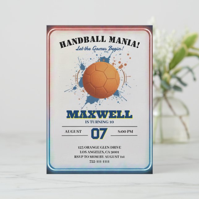 Invitation d'anniversaire Handball Mania (Debout devant)