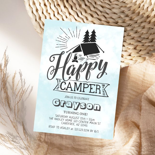 Invitation d'anniversaire Happy Camper (Créateur téléchargé)