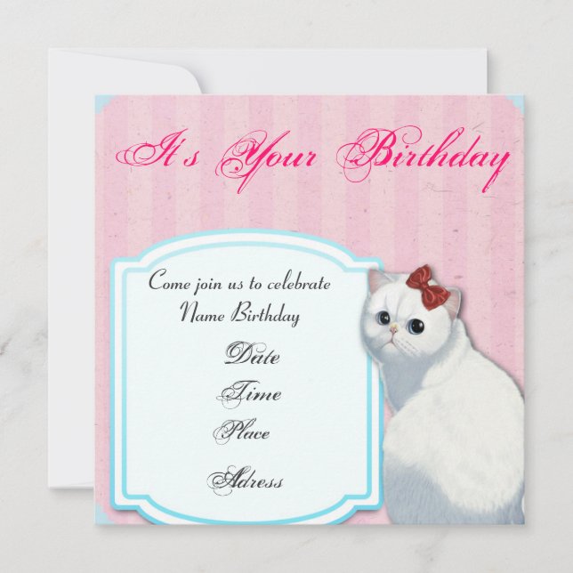 Invitation d'anniversaire Hello Kitty (Devant)