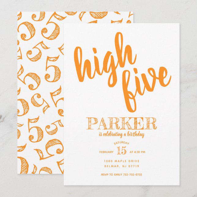 Invitation d'anniversaire High Five cinquième (Devant / Derrière)