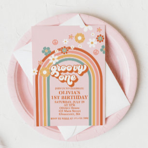Invitation d'anniversaire Hippie Rainbow Groovy On