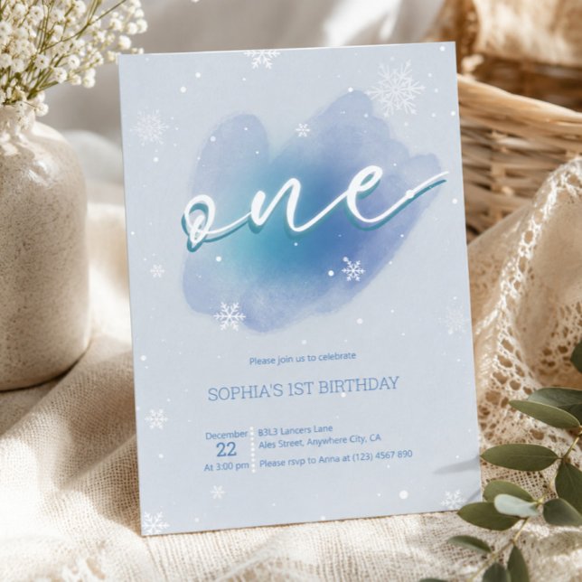Invitation d'anniversaire hivernal 1ère année gelé (Frozen Winter 1st Birthday Invitation, Winter ONE derland Invite, Onederland Invitation, Snowflakes)