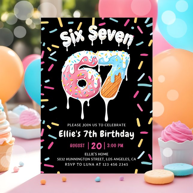 Invitation d'anniversaire Ice Cream Six Seven 6 7 (Créateur téléchargé)