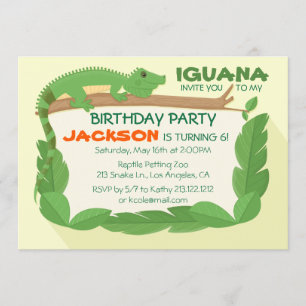 Invitation d'anniversaire Iguana Lizard Reptile