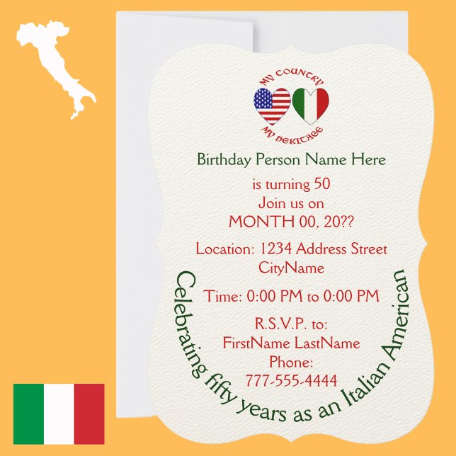 Invitation d'anniversaire italo-américaine (Créateur téléchargé)