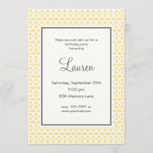 Invitation d'anniversaire jaune et gris