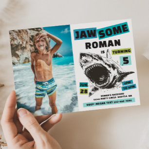 Invitation d'anniversaire Jaw-Some Photo Shark