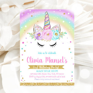 Invitation d'anniversaire jour magique licorne arc