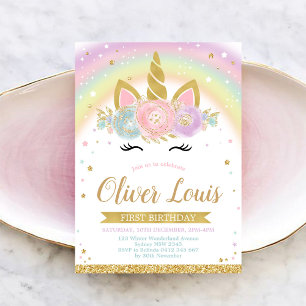 Invitation d'anniversaire jour magique licorne arc