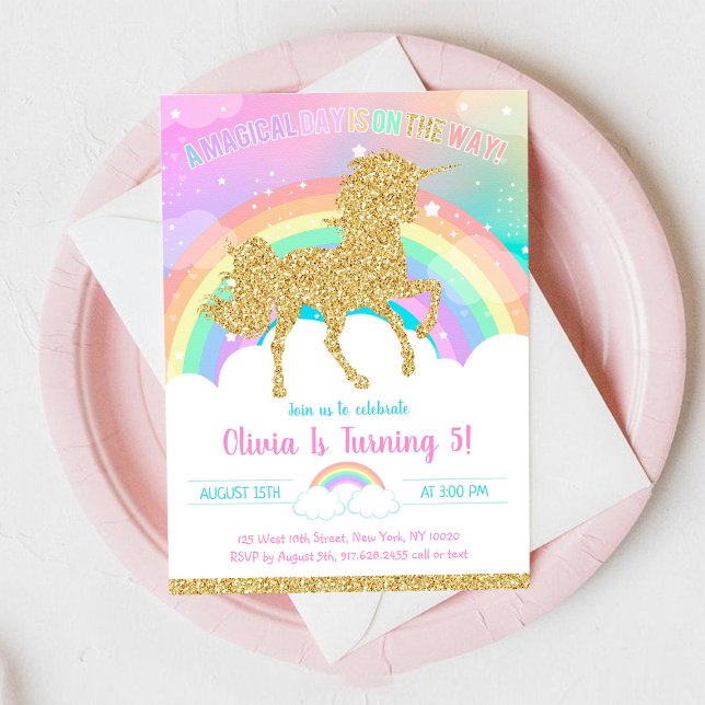 Invitation d'anniversaire jour magique licorne arc (Créateur téléchargé)