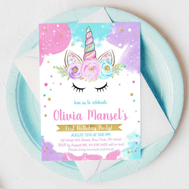 Invitation d'anniversaire jour magique licorne arc (Créateur téléchargé)