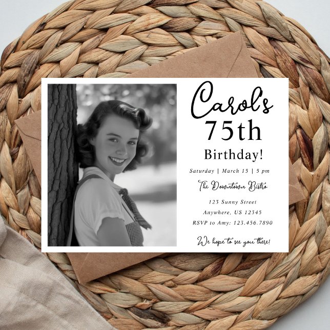 Invitation d'anniversaire jubilaire Noir et Blanc  (Créateur téléchargé)