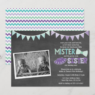 Invitation d'anniversaire jumeaux Tutus et Invit