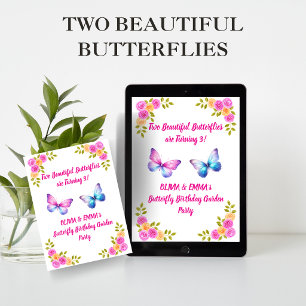 Invitation d'anniversaire jumelles papillon Fill