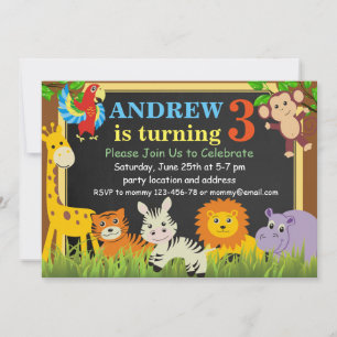 Invitation d'anniversaire jungle, Invitation safar