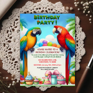 Invitation d'anniversaire Jungle Tropical pour Enf
