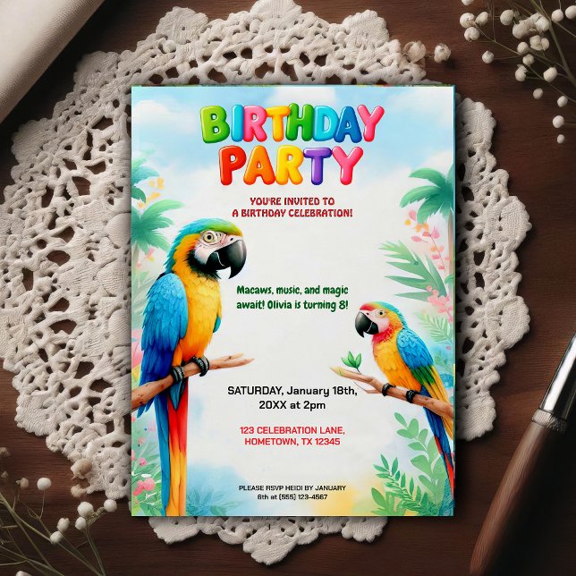 Invitation d'anniversaire Jungle Tropicale pour En (Créateur téléchargé)