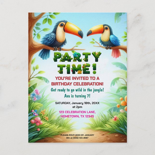 Invitation d'anniversaire Jungle Tropicale pour En (Devant)