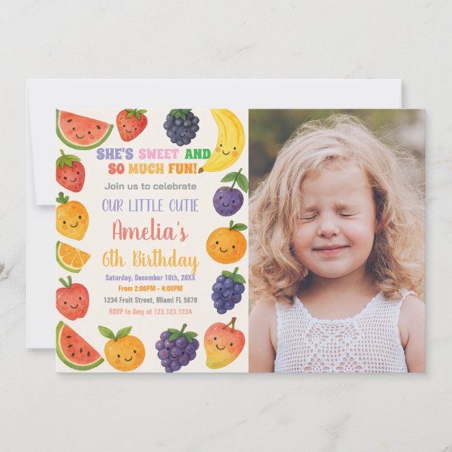 Invitation d'anniversaire juteuse Tropical (Devant)