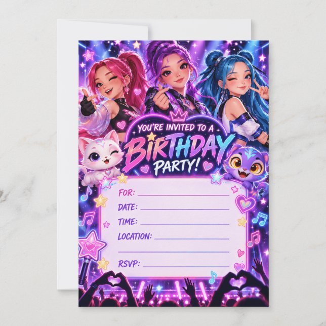 Invitation d'anniversaire K-Pop (Devant)