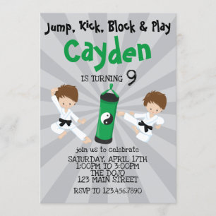 Invitation d'anniversaire Karate Boy Vert