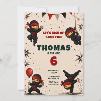 Invitation d'anniversaire Karaté Ninja Warrior