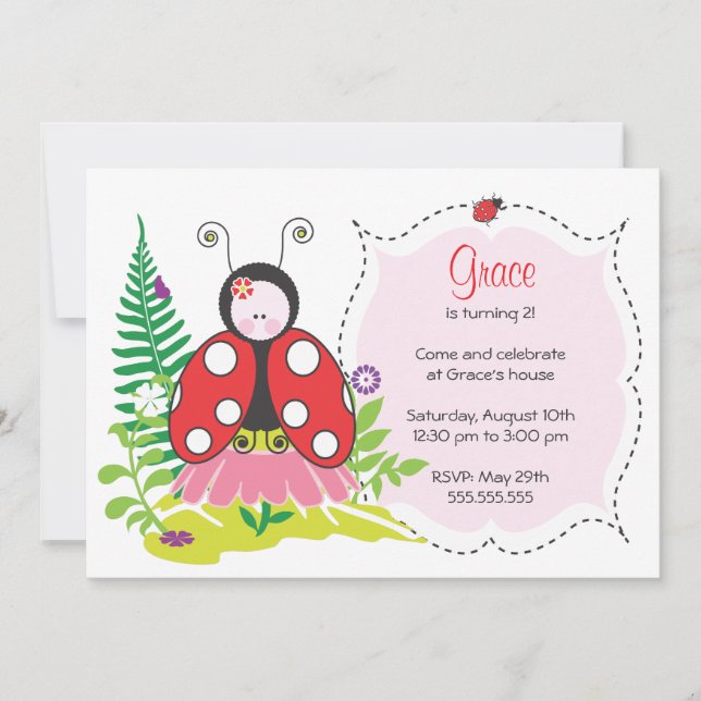 Invitation d'anniversaire - Ladybug (Devant)