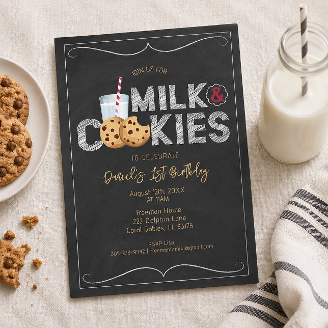 Invitation d'anniversaire Lait et Cookies – Cooki  (Milk & Cookies Birthday Invitation)