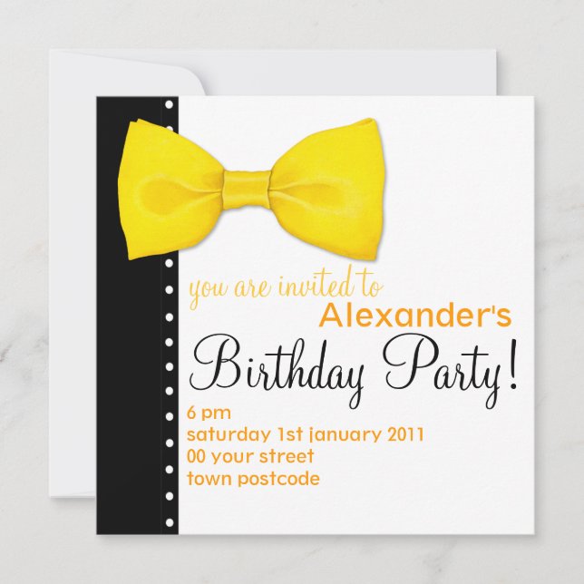 Invitation d'anniversaire Lemon BowTie (Devant)