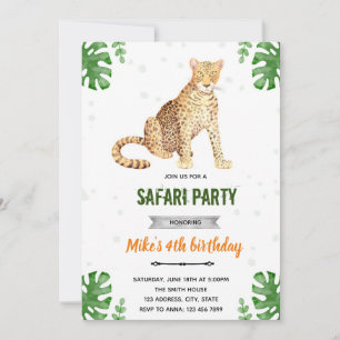 Invitation d'anniversaire Leopard cheetah