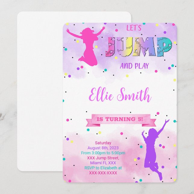Invitation d'anniversaire Let's Jump (Devant / Derrière)
