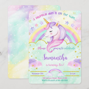 Invitation d'anniversaire licorne 